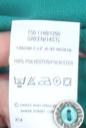 Marks and Spencer Women’s Green Belted Shirt Dress UK 14 Vintage