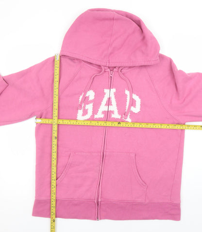 GAP Women Pink Full Zip Hoodie L Cotton Blend Casual