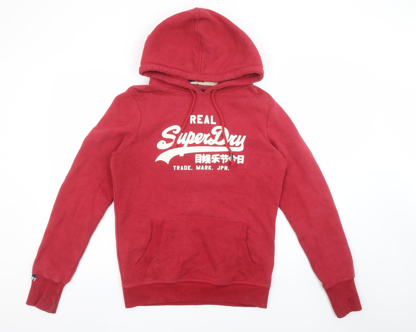 Womens UK Size L Superdry Red Pullover Hoodie