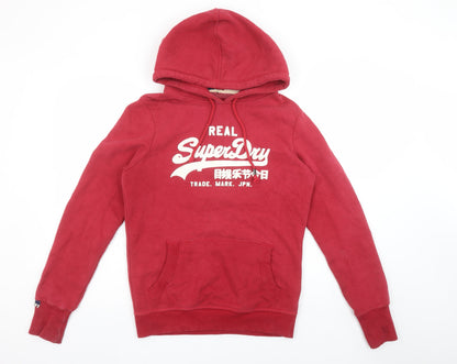 Womens UK Size L Superdry Red Pullover Hoodie
