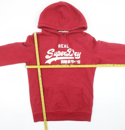 Womens UK Size L Superdry Red Pullover Hoodie