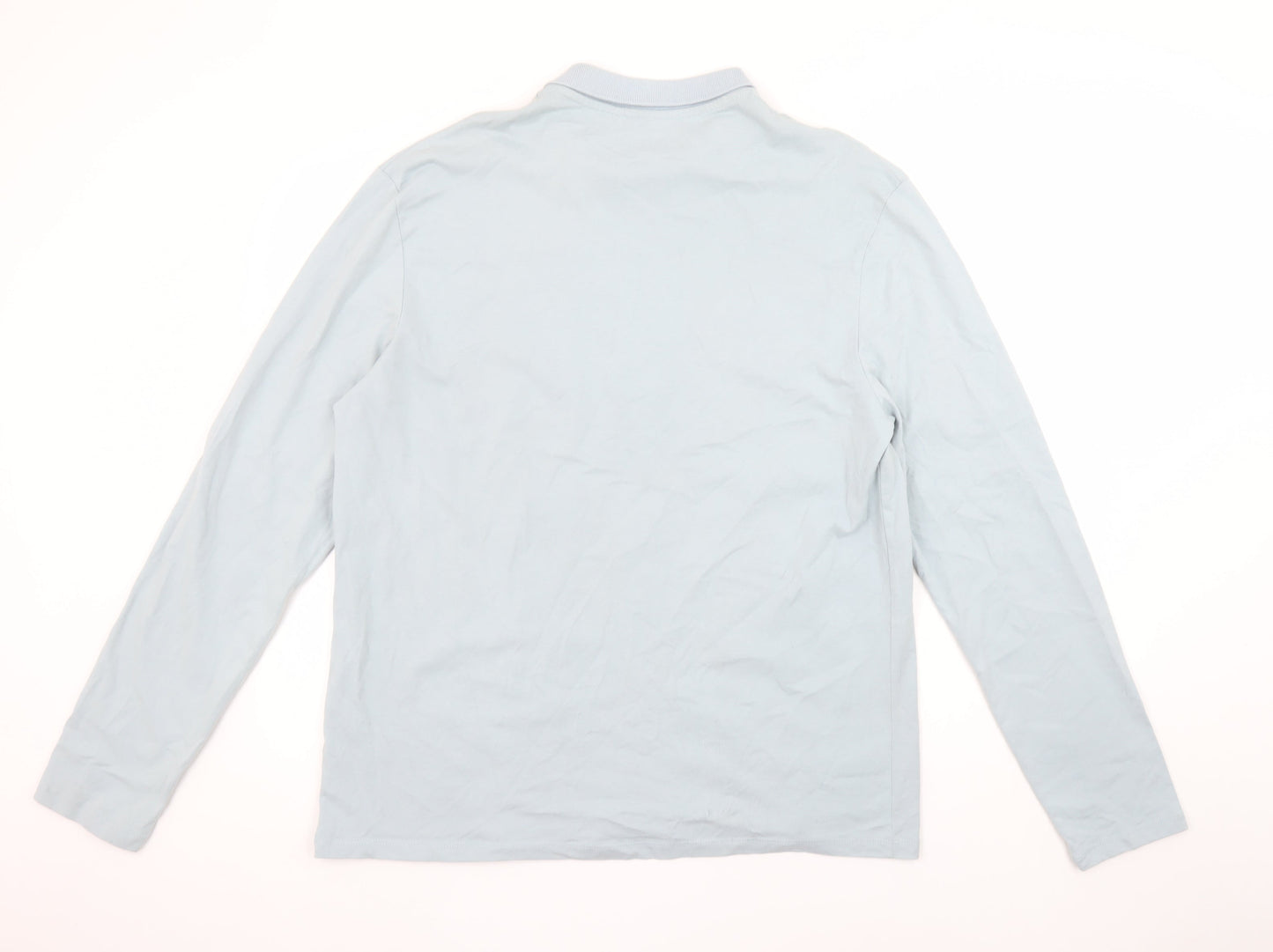 ASOS DESIGN Men’s Blue Long Sleeve 1/4 Zip Cotton Polo Shirt XL