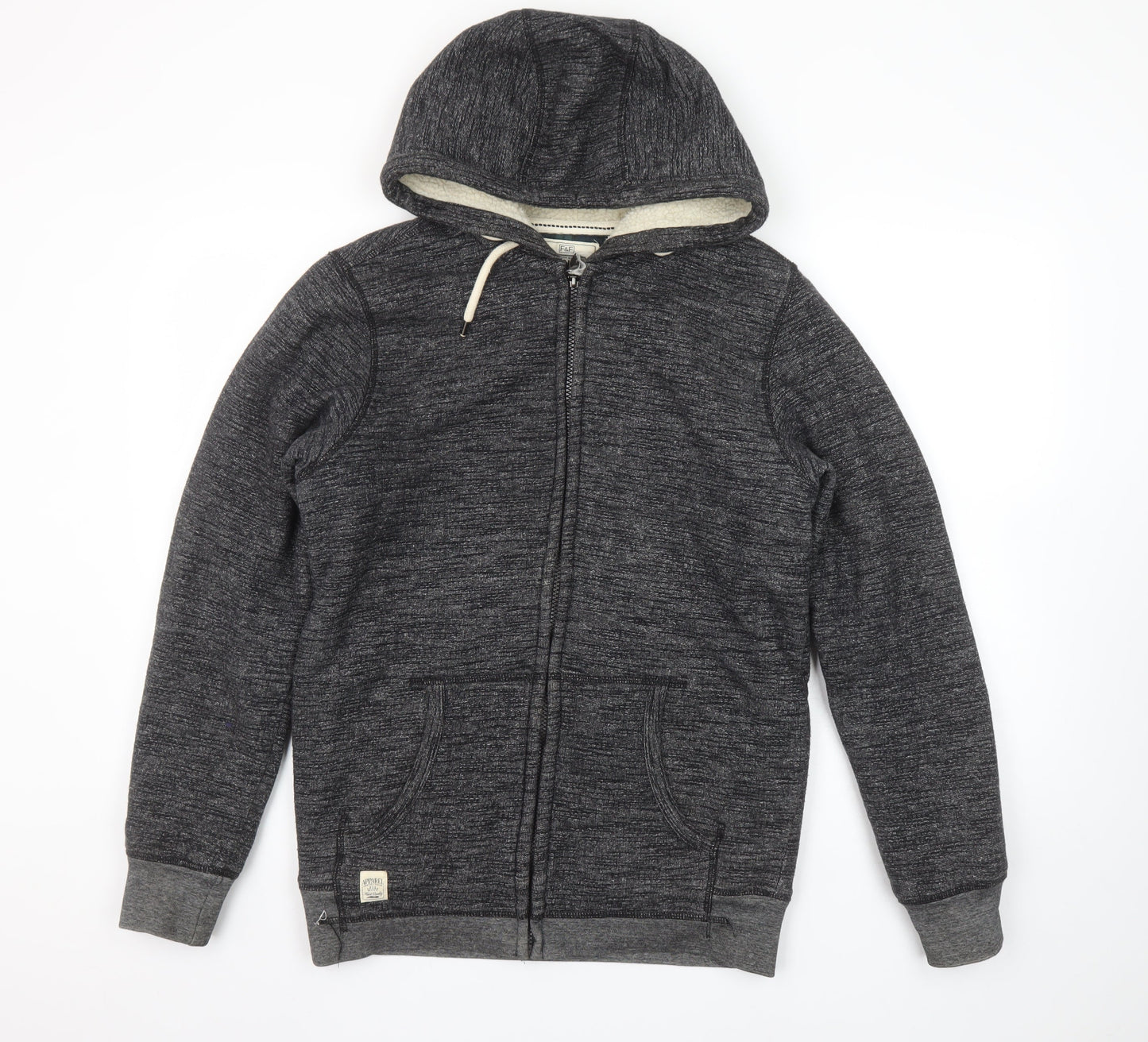 F&F Men's Grey Full Zip Hooded Sweatshirt Size S Regular Fit