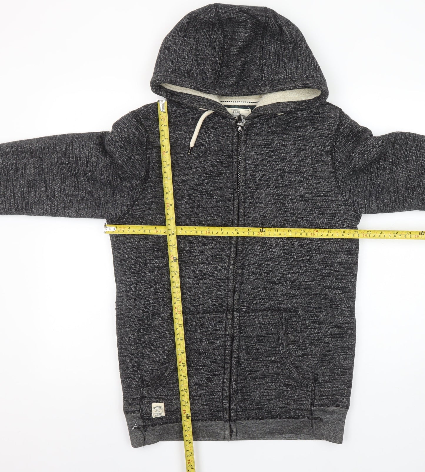 F&F Men's Grey Full Zip Hooded Sweatshirt Size S Regular Fit