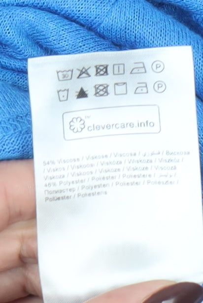 b.young Women Blue V-Neck Short Sleeve Basic T-Shirt L