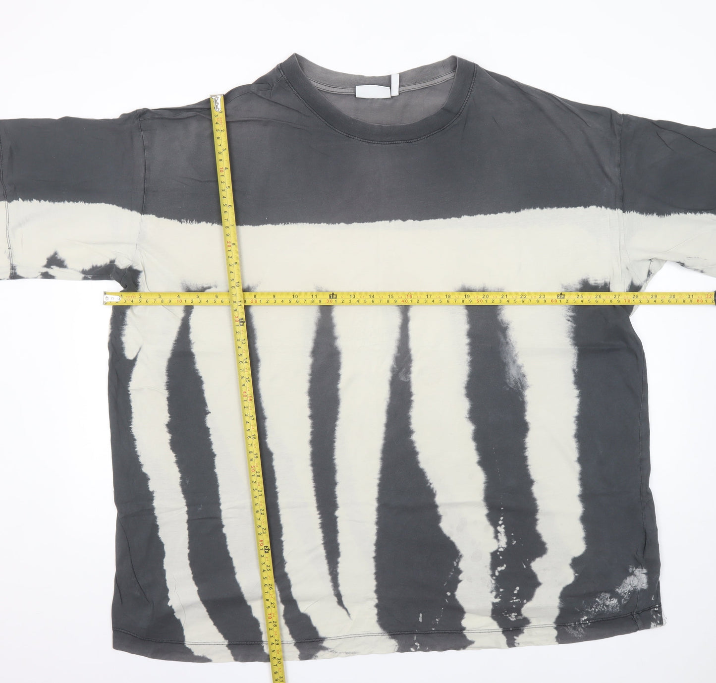 Weekday Men’s Black Tie-Dye Cotton Crew Neck T-Shirt XS Retro Style