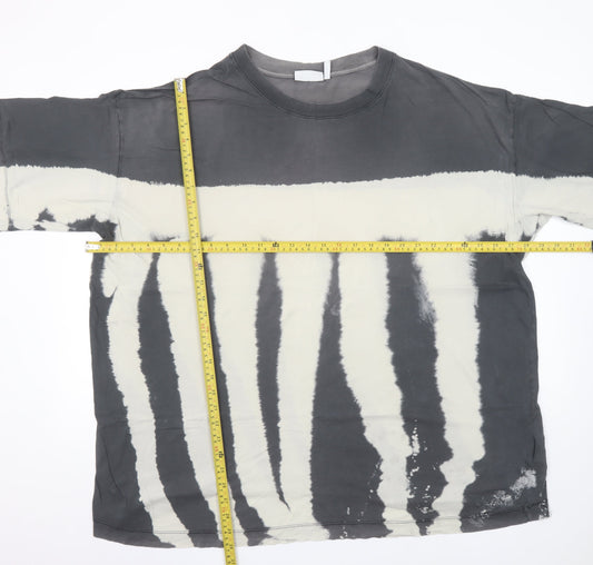 Weekday Men’s Black Tie-Dye Cotton Crew Neck T-Shirt XS Retro Style