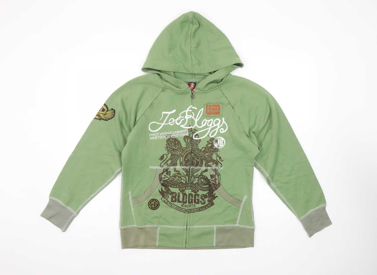 Boys UK Size 10-11 Years Joe Bloggs Green Full Zip Hoodie