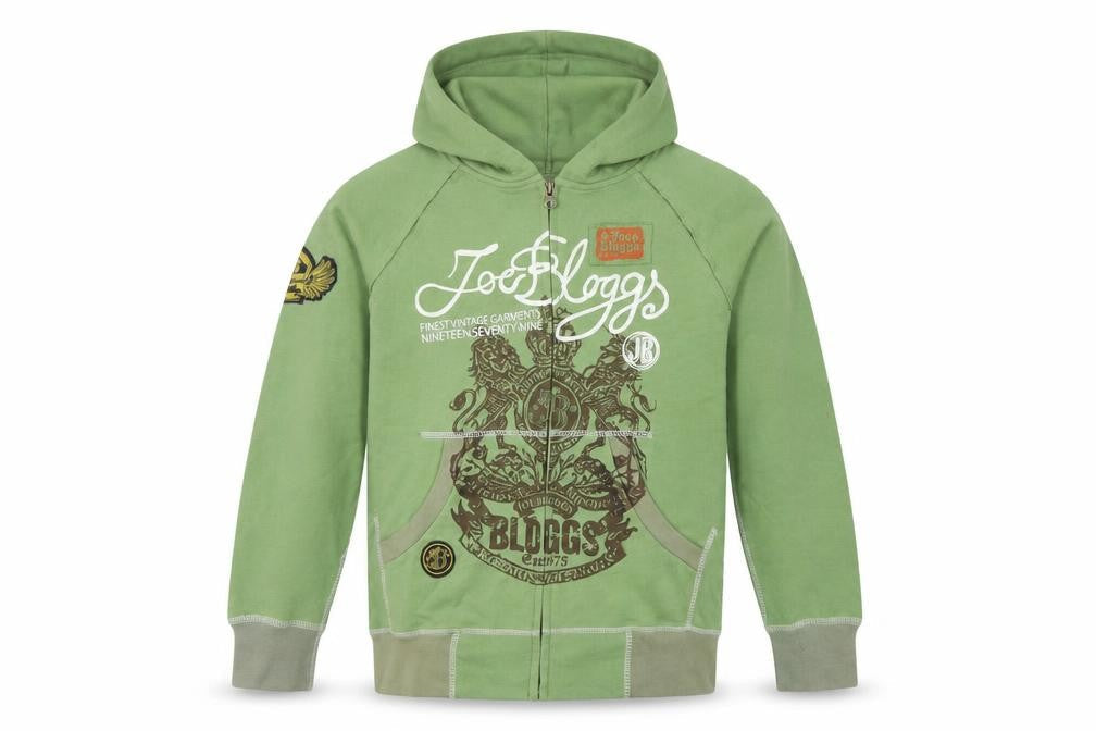 Boys UK Size 10-11 Years Joe Bloggs Green Full Zip Hoodie