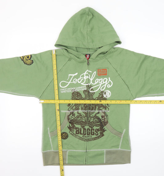 Joe Bloggs Boys Aspen Green Full Zip Hoodie 10-11 Years Cotton Blend