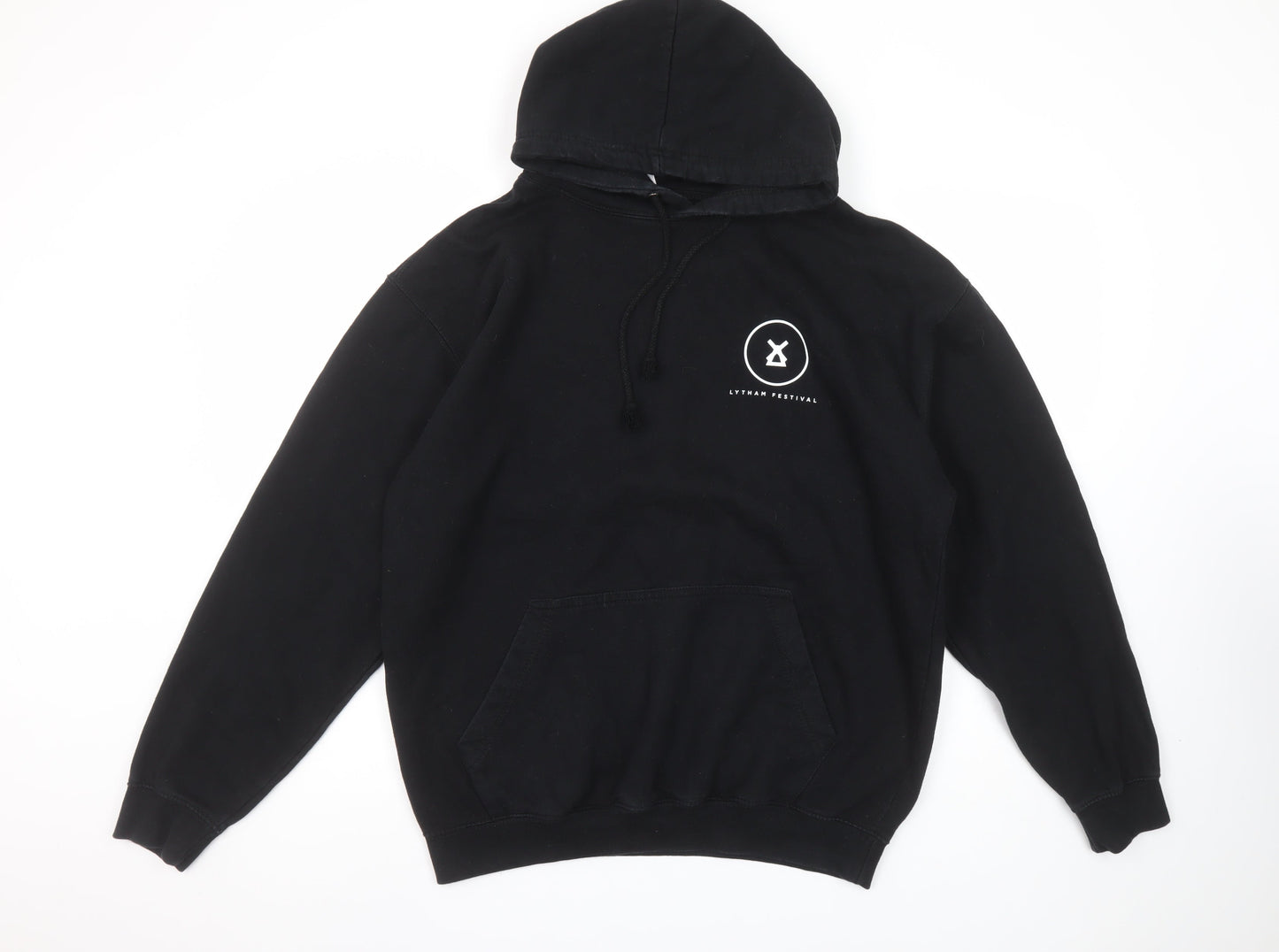 Mens UK Size L JustHoods Black Pullover Hoodie