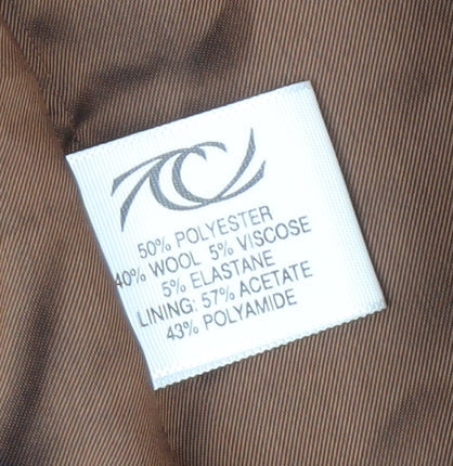 Country Casuals Women Brown Pinstripe Petite Blazer Size 14 Wool Blend