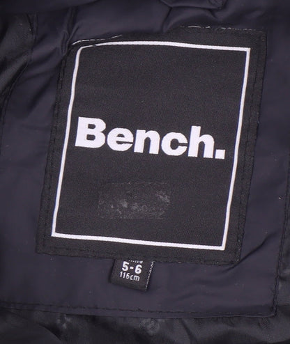 Bench Boys Black Green Padded Bodywarmer Gilet 5-6 Years Full Zip