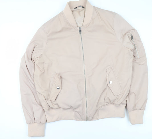 F&F Women’s Beige Bomber Jacket Size 10 Casual Full Zip