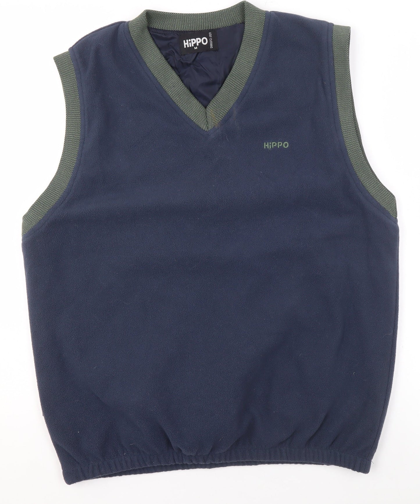 HIPPO Mens Blue Fleece Golf Vest M V-Neck Sleeveless Pullover