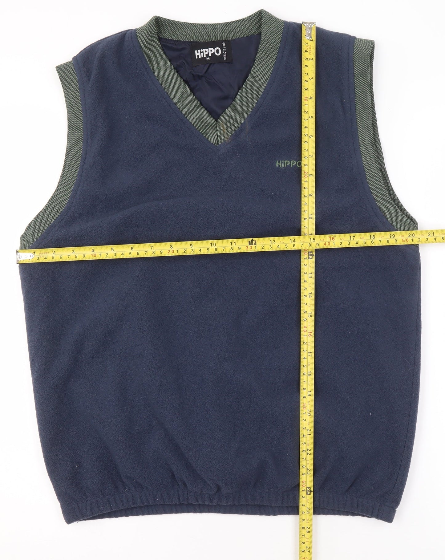 HIPPO Mens Blue Fleece Golf Vest M V-Neck Sleeveless Pullover