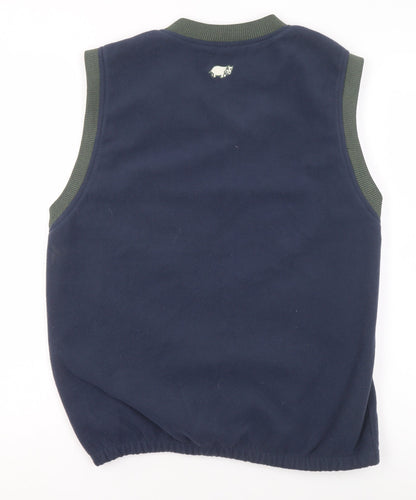 HIPPO Mens Blue Fleece Golf Vest M V-Neck Sleeveless Pullover