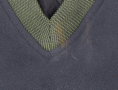 HIPPO Mens Blue Fleece Golf Vest M V-Neck Sleeveless Pullover