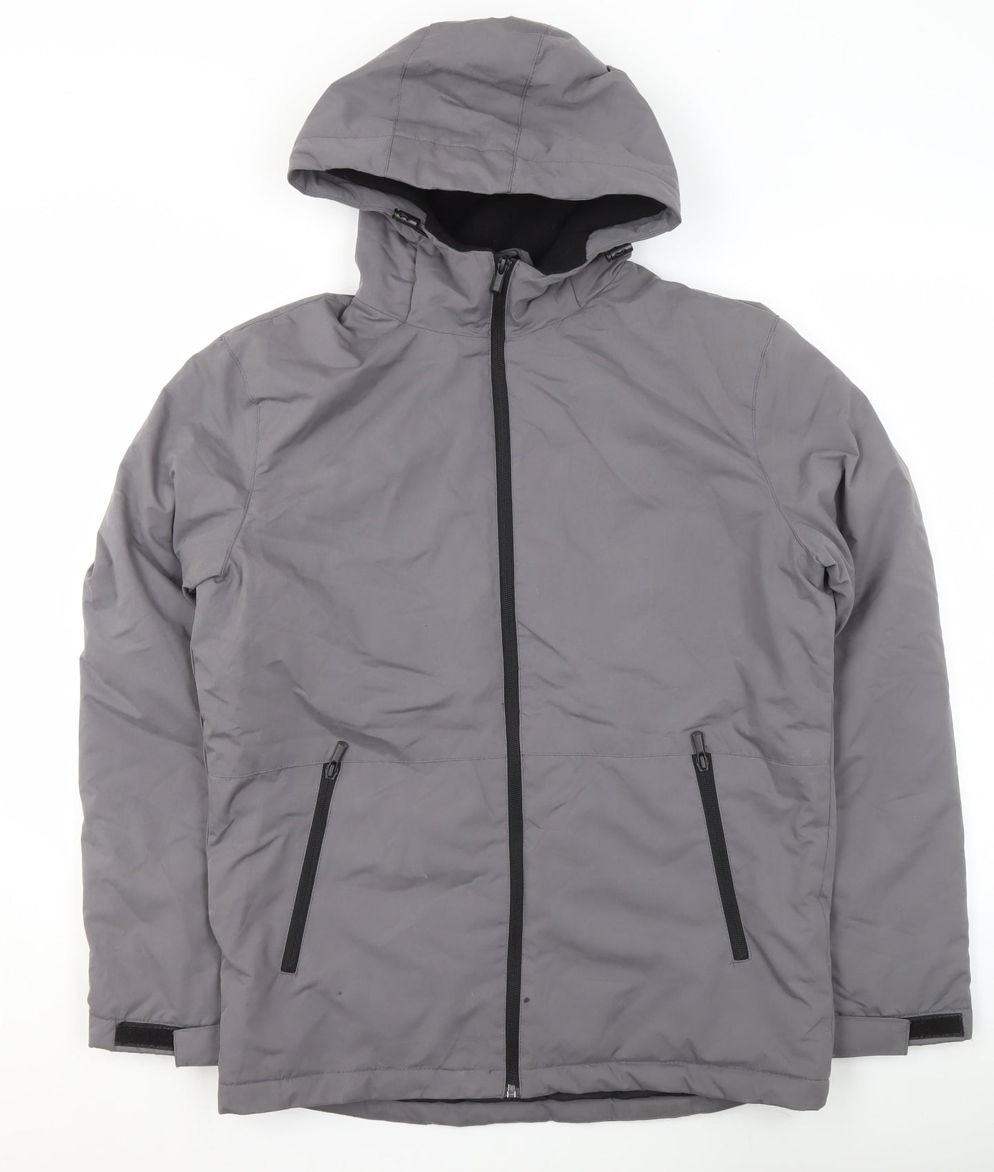 Primark Men's Grey Hooded Puffer Jacket Size S Water Resistant