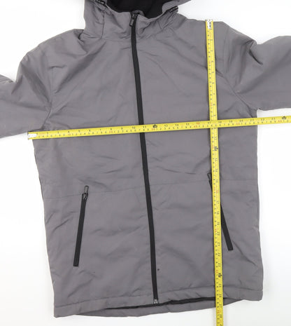 Primark Men's Grey Hooded Puffer Jacket Size S Water Resistant