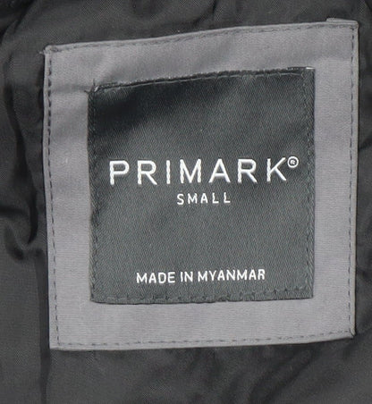 Primark Men's Grey Hooded Puffer Jacket Size S Water Resistant