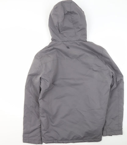 Primark Men's Grey Hooded Puffer Jacket Size S Water Resistant