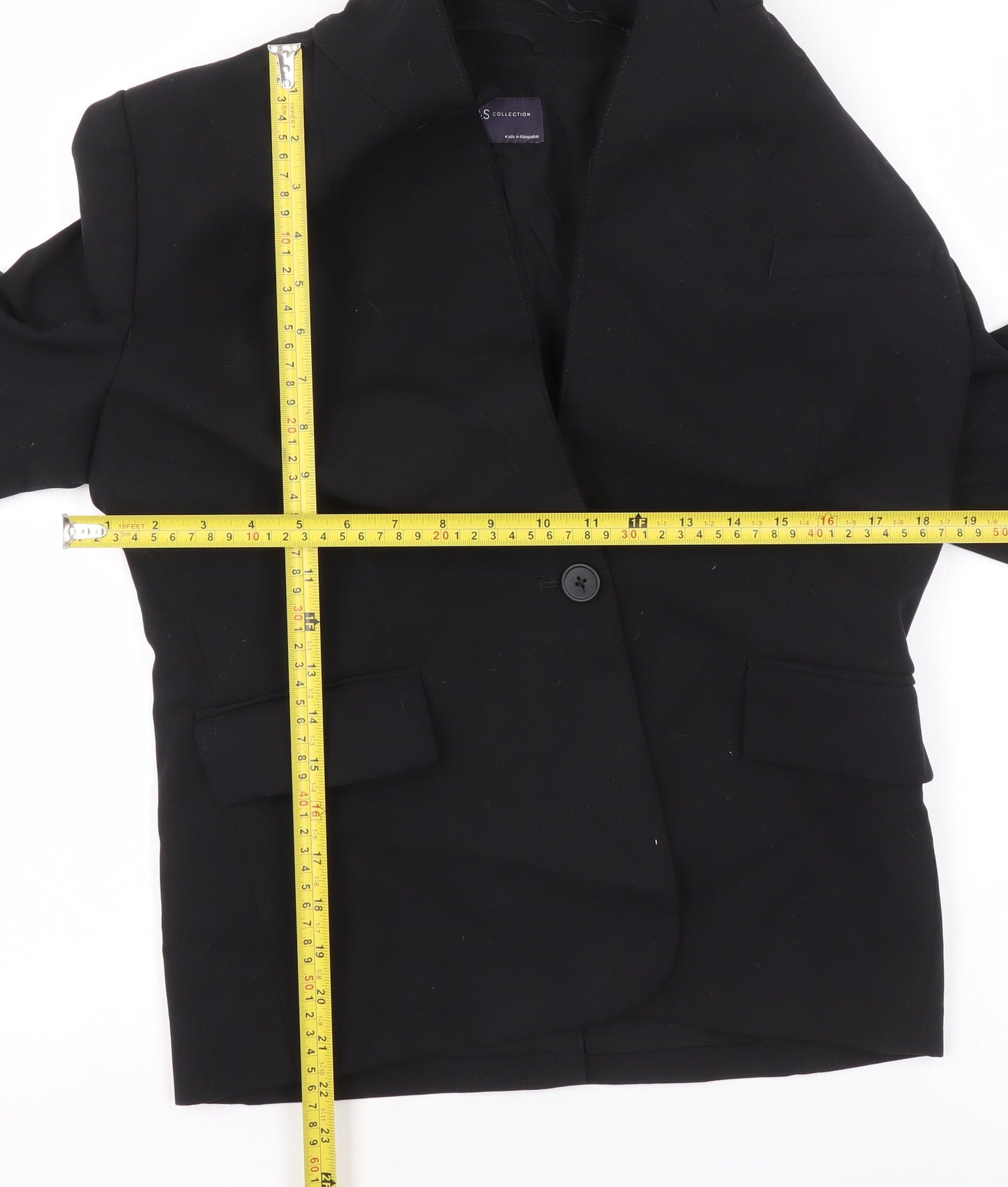 Marks and Spencer Womens Black Size 8 Single-Breasted Blazer Jacket