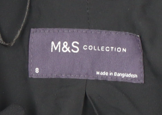 Marks and Spencer Womens Black Size 8 Single-Breasted Blazer Jacket