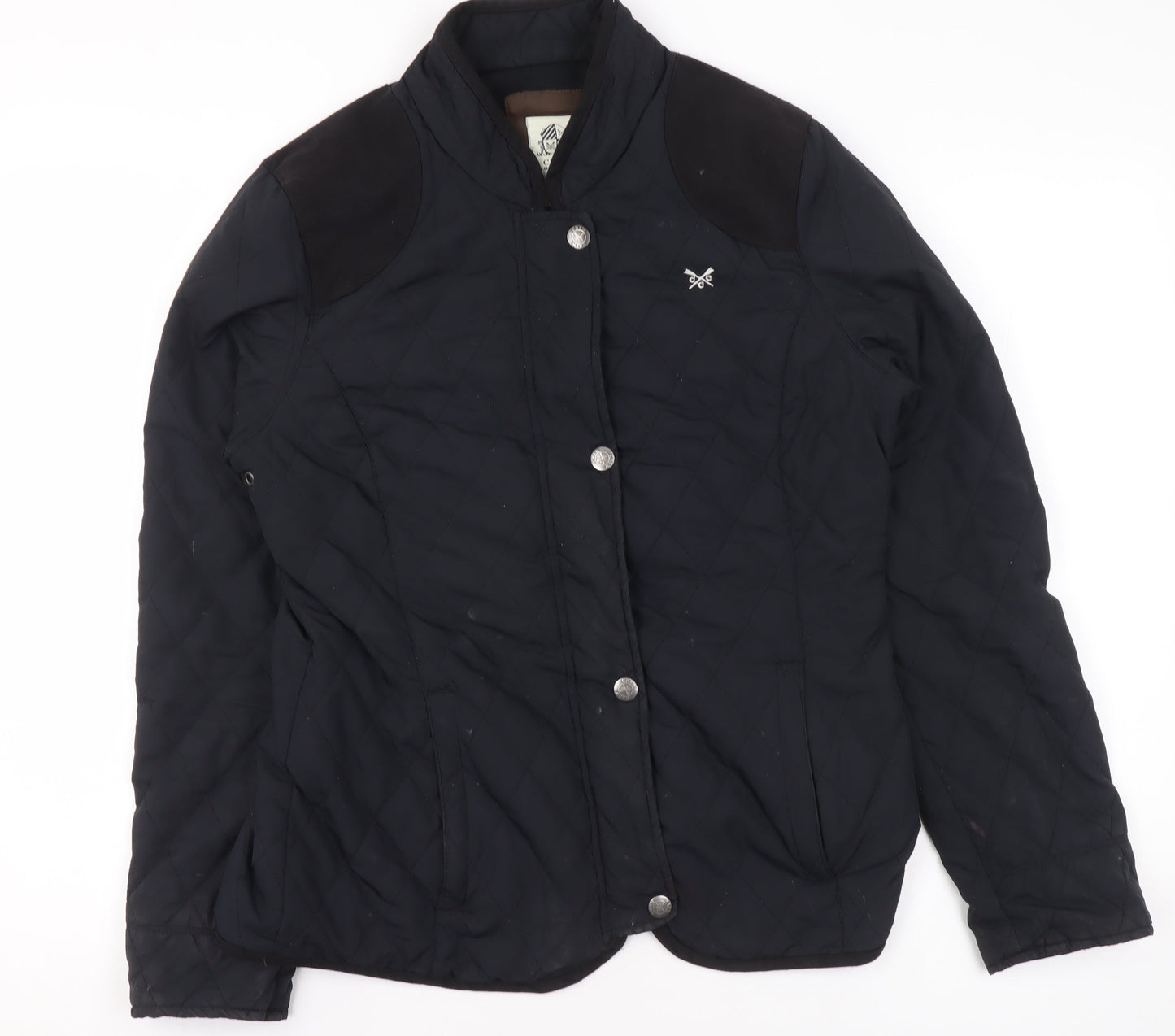 Womens UK Size 10 Crew Clothing Co Black Quilted Coat