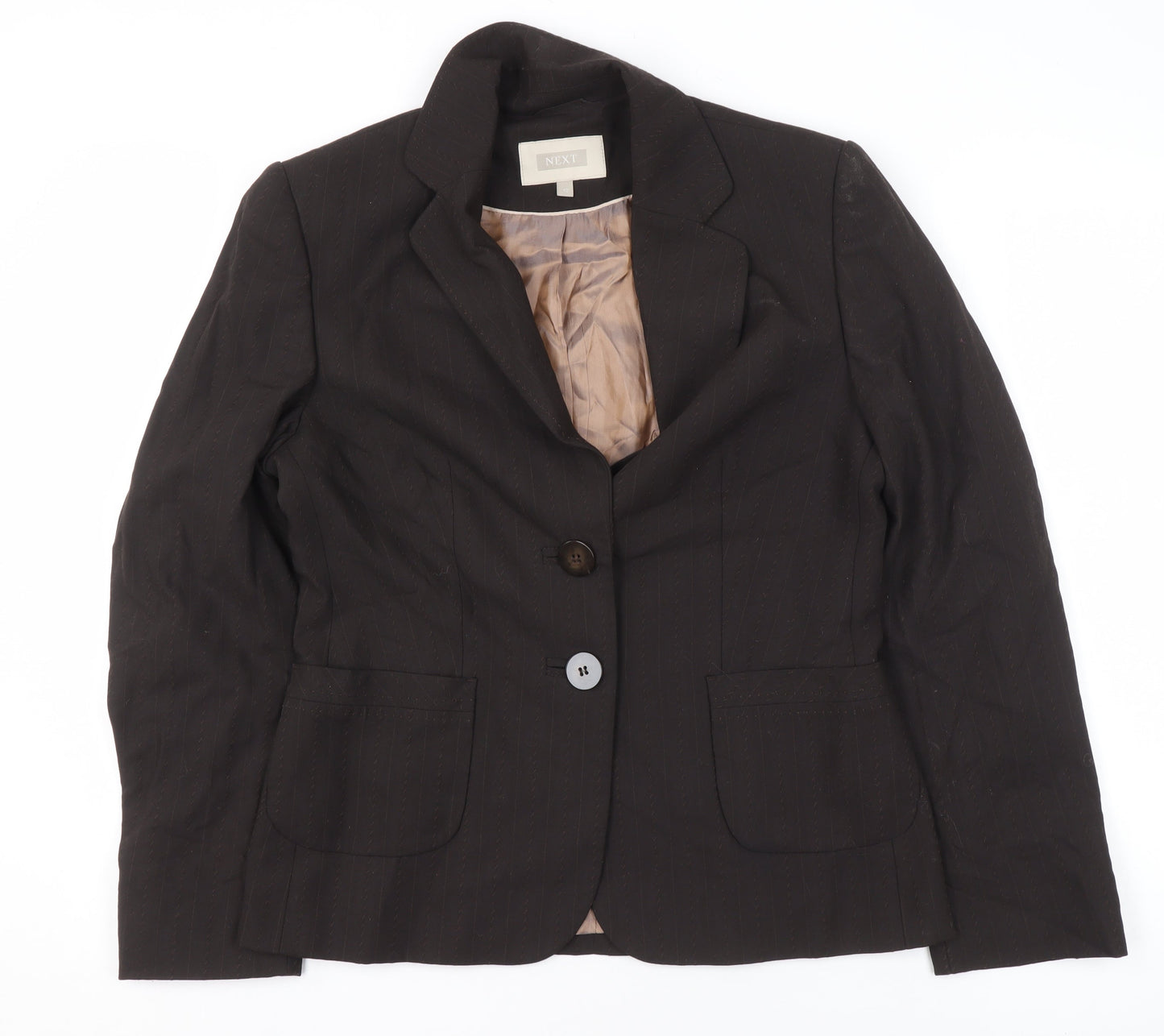 Next Womens Black Pinstripe Blazer Jacket Size 12 Regular Fit