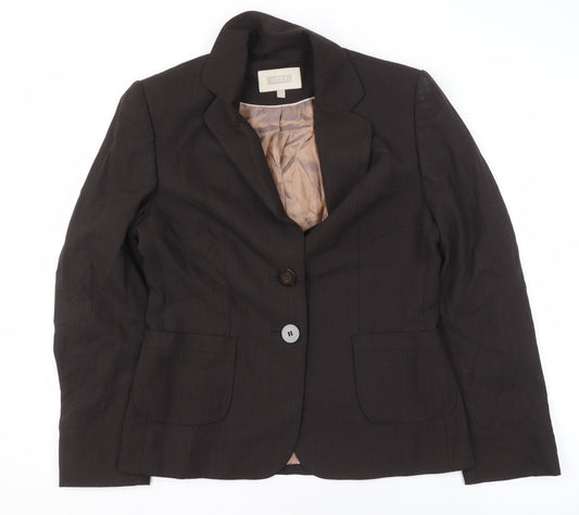 Next Womens Black Pinstripe Blazer Jacket Size 12 Regular Fit