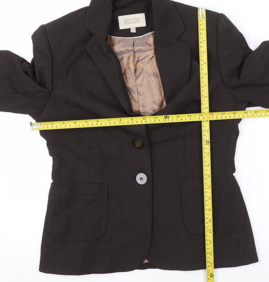 Next Womens Black Pinstripe Blazer Jacket Size 12 Regular Fit