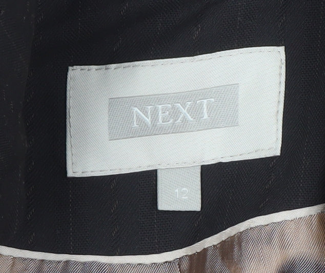 Next Womens Black Pinstripe Blazer Jacket Size 12 Regular Fit