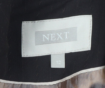 Next Womens Black Pinstripe Blazer Jacket Size 12 Regular Fit