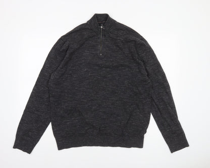 Marks and Spencer Men’s Grey XL 1/4 Zip Cotton Rich Jumper