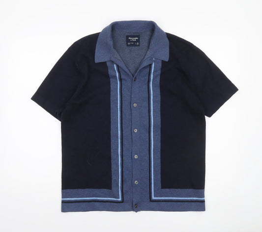 Abercrombie & Fitch Men’s Blue Collared Button Cardigan Jumper M