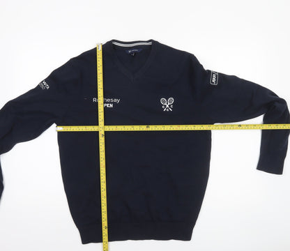 Crew Clothing Company Men’s Blue V-Neck Cotton Pullover Jumper L