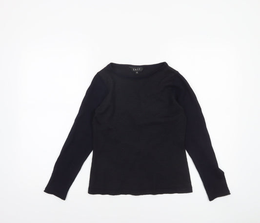 EAST Womens Black Wool Blend Crew Neck Long Sleeve Jumper Size 12