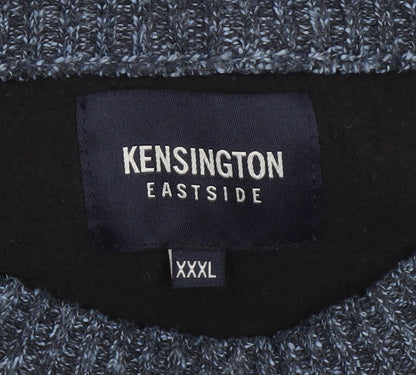 Kensington Eastside Men's Grey Colour Block Chunky Knit Pullover Jumper 3XL