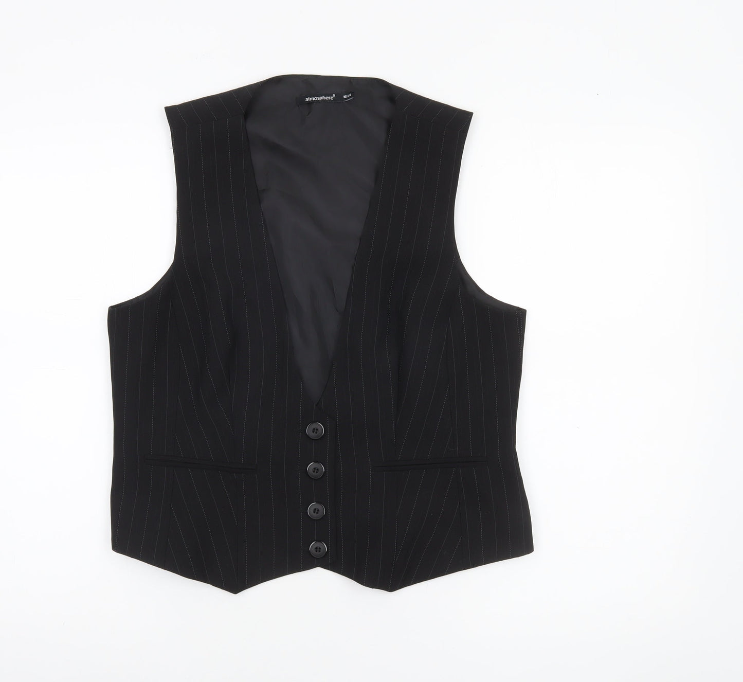 Atmosphere Women Black Pinstripe Suit Waistcoat Size 16 Classic Fit