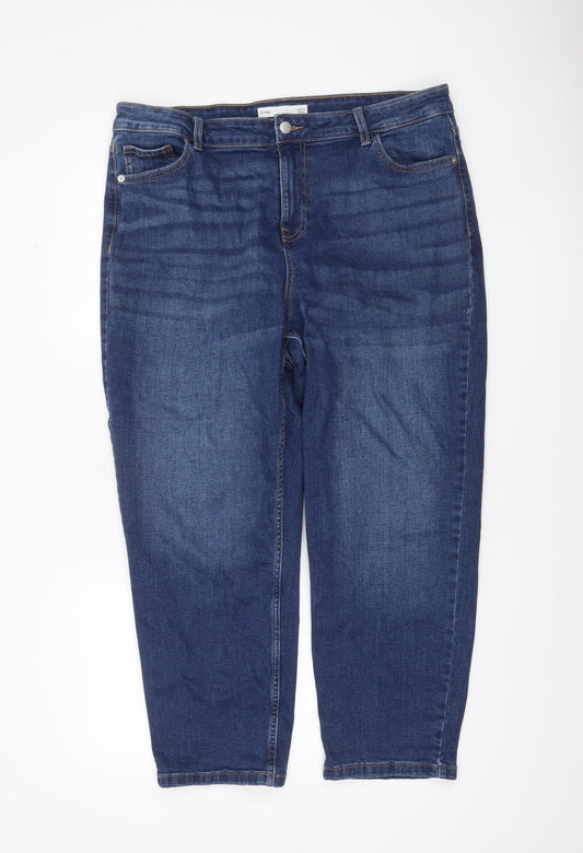 Dunnes Stores Women’s Blue Cropped Denim Jeans Size 18 Mid Rise Stretch