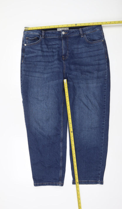Dunnes Stores Women’s Blue Cropped Denim Jeans Size 18 Mid Rise Stretch