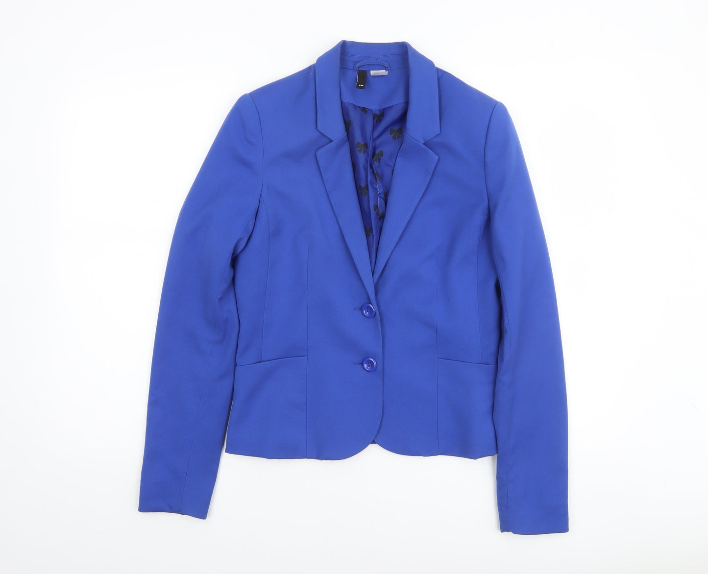 H&M Women Blue Regular Fit Single-Breasted Blazer Size 10