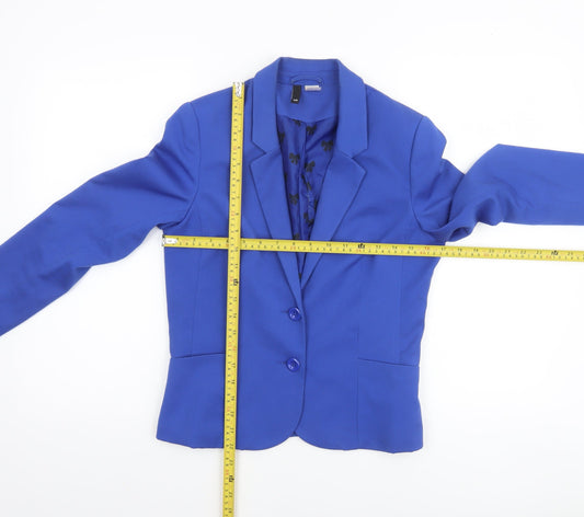H&M Women Blue Regular Fit Single-Breasted Blazer Size 10