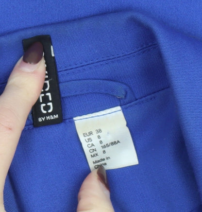 H&M Women Blue Regular Fit Single-Breasted Blazer Size 10