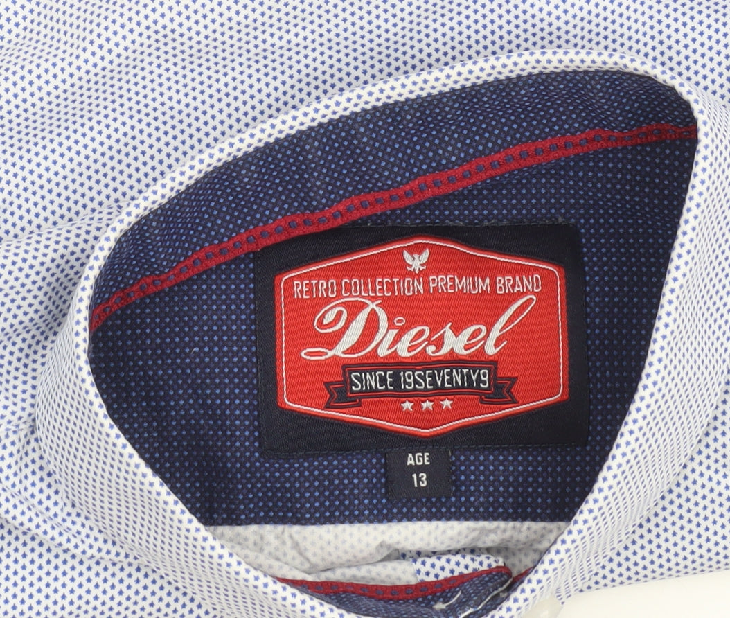 Boys UK Size 13 Years Diesel Blue Basic Button-Up