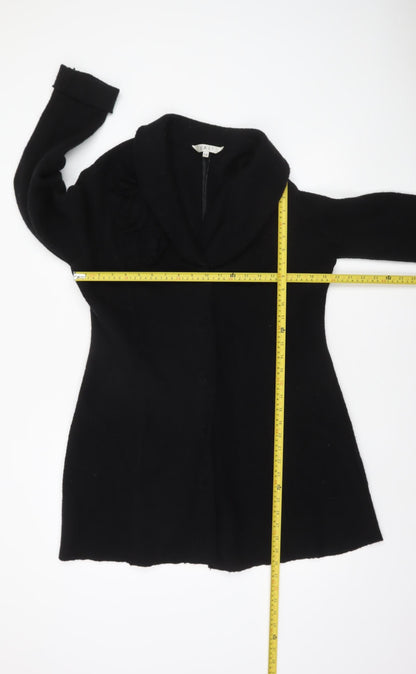 EAST Women's Black Wool Collared Long Sleeve Cardigan Size 14