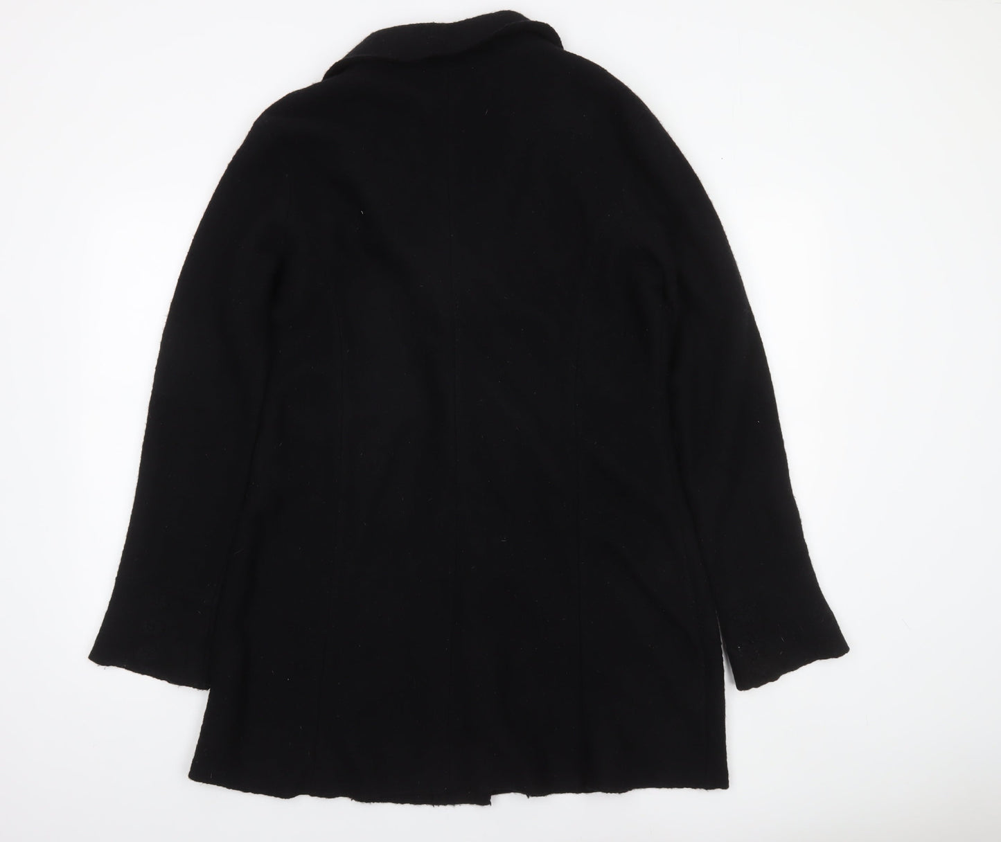 EAST Women's Black Wool Collared Long Sleeve Cardigan Size 14