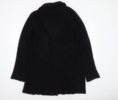 EAST Women's Black Wool Collared Long Sleeve Cardigan Size 14