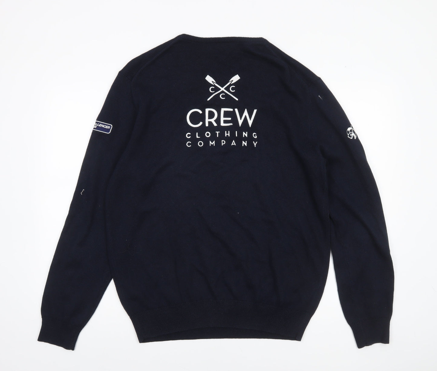 Crew Clothing Men’s Blue Cotton Cashmere V-Neck Jumper L